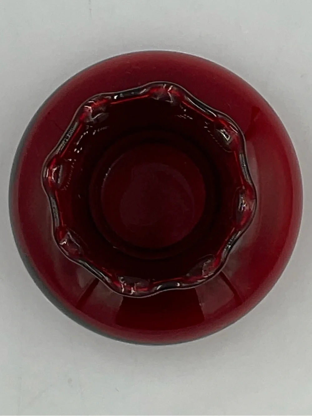 Vintage Anchor Hocking Royal Ruby Red Crimped Bud Vase